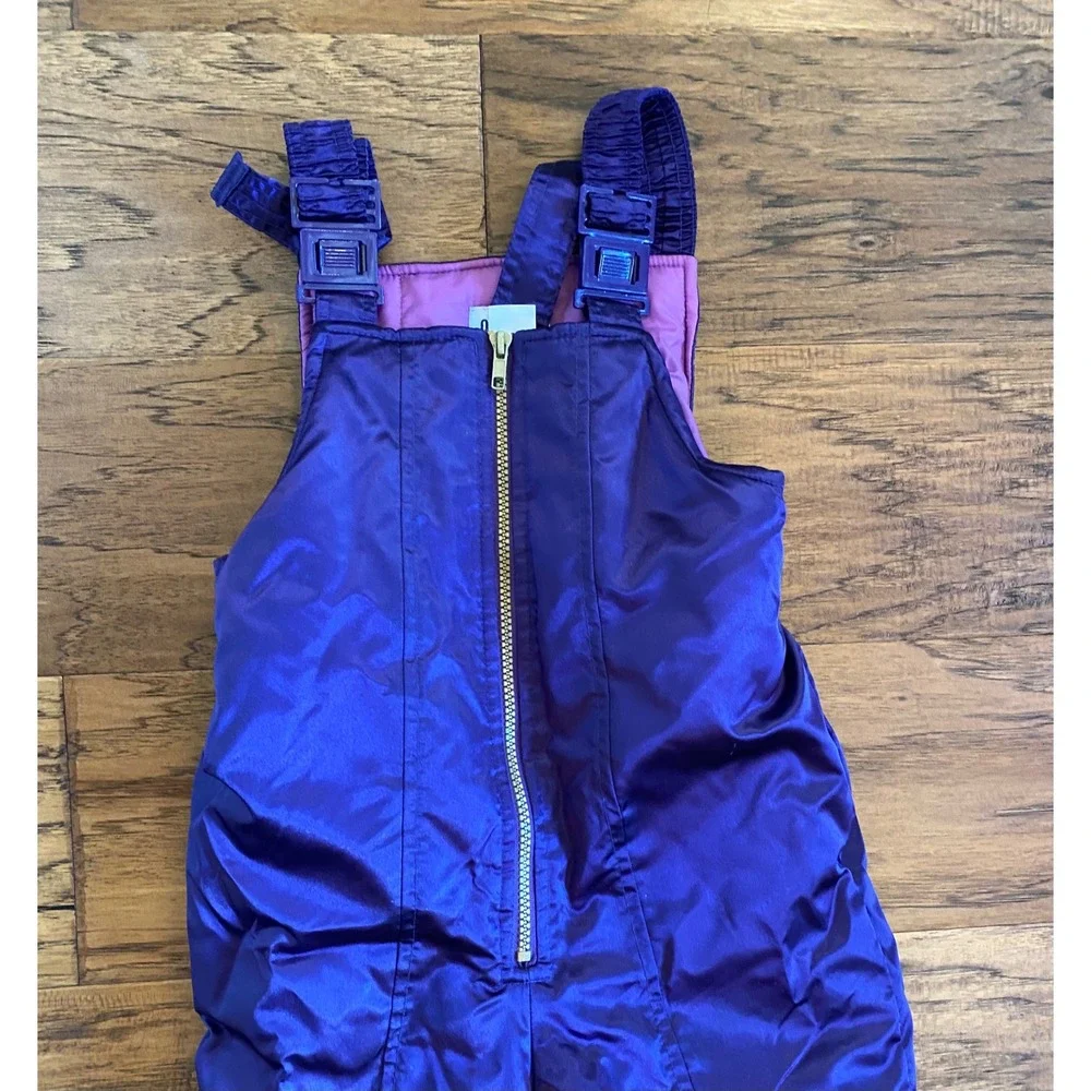 Vintage OshKosh B'gosh Girls Purple Floral Snowsuit Set Jacket and Bibs Size 5/6